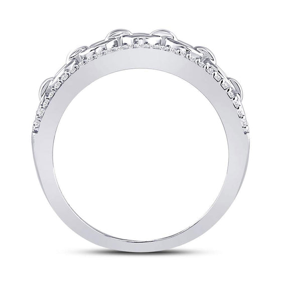 10k White Gold Womens Round Diamond Chain Link Fashion Band Ring 1/6 Cttw