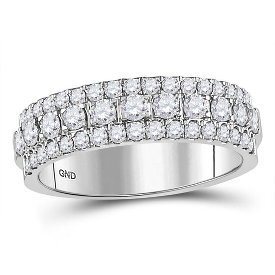 10k White Gold Womens Round Diamond Machine Set Band Ring 1 Cttw
