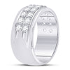 10k White Gold Womens Round Diamond Double Row Band Ring 1 Cttw