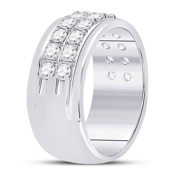 10k White Gold Womens Round Diamond Double Row Band Ring 1 Cttw