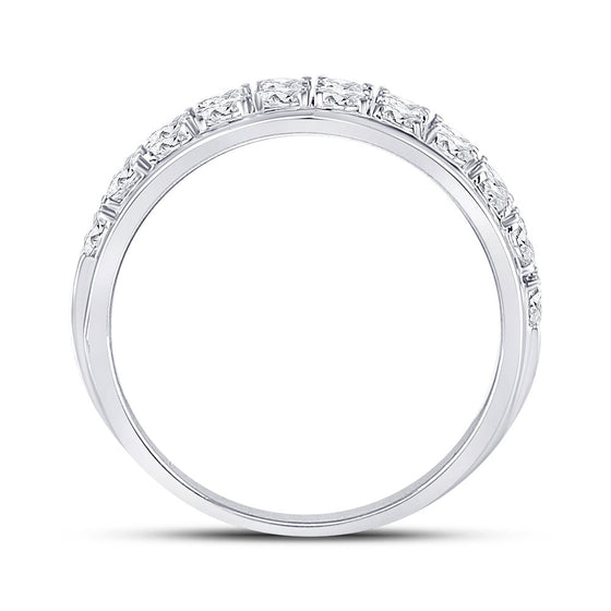 10k White Gold Womens Round Diamond Double Row Band Ring 1 Cttw