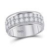 10k White Gold Womens Round Diamond Double Row Band Ring 1 Cttw