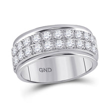  10k White Gold Womens Round Diamond Double Row Band Ring 1 Cttw