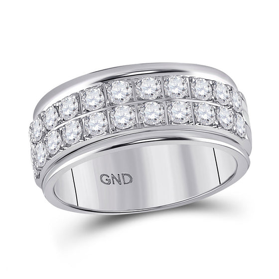 10k White Gold Womens Round Diamond Double Row Band Ring 1 Cttw