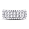 10k White Gold Womens Round Diamond Four Row Machine Set Band Ring 1-1/2 Cttw