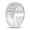 10k White Gold Womens Round Diamond Four Row Machine Set Band Ring 1-1/2 Cttw