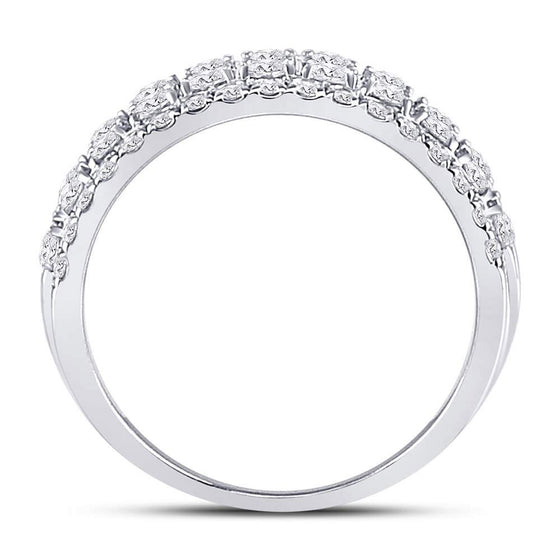 10k White Gold Womens Round Diamond Four Row Machine Set Band Ring 1-1/2 Cttw