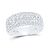 10k White Gold Womens Round Diamond Four Row Machine Set Band Ring 1-1/2 Cttw