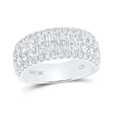  10k White Gold Womens Round Diamond Four Row Machine Set Band Ring 1-1/2 Cttw