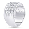10k White Gold Womens Round Diamond Triple Row Band Ring 1-1/2 Cttw