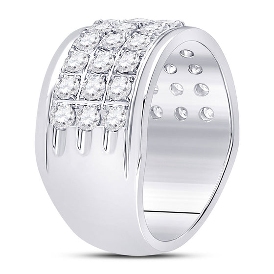 10k White Gold Womens Round Diamond Triple Row Band Ring 1-1/2 Cttw