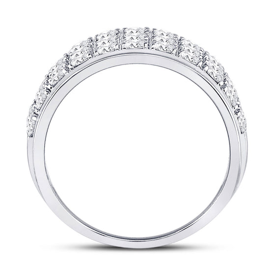 10k White Gold Womens Round Diamond Triple Row Band Ring 1-1/2 Cttw