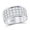 10k White Gold Womens Round Diamond Triple Row Band Ring 1-1/2 Cttw