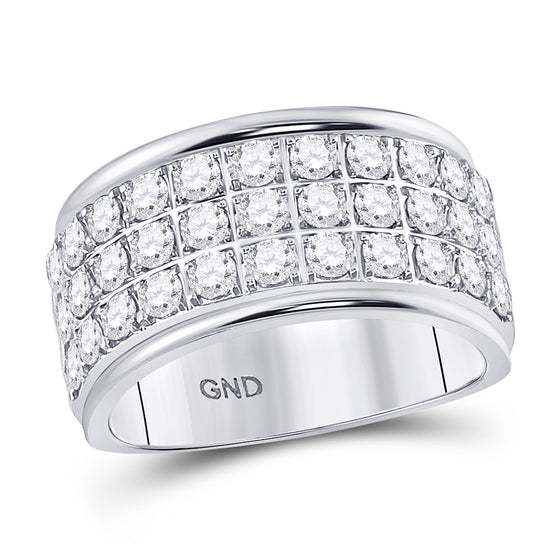 10k White Gold Womens Round Diamond Triple Row Band Ring 1-1/2 Cttw