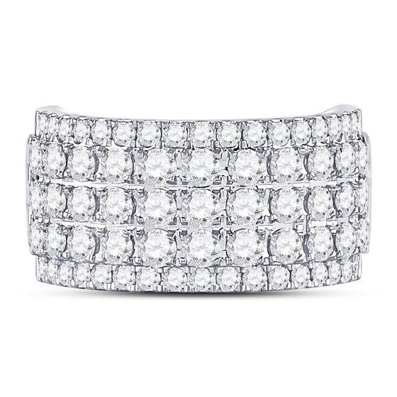 10k White Gold Womens Round Diamond Band Ring 2 Cttw