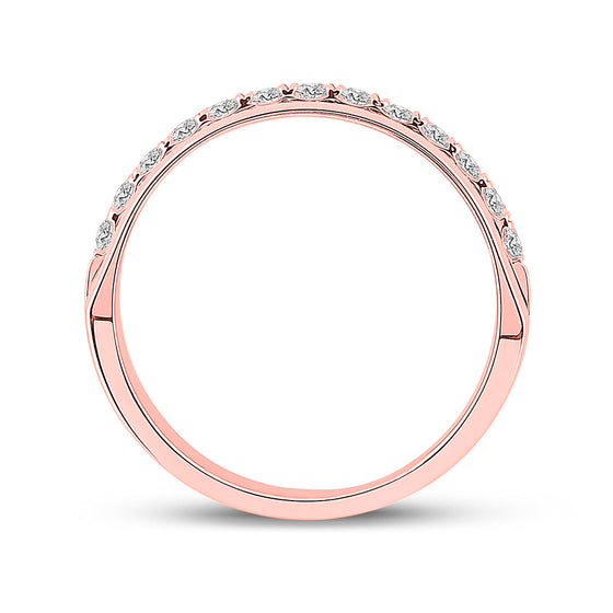 14k Rose Gold Mens Round Diamond Wedding Single Row Band Ring 1/2 Cttw