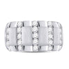 14k White Gold Mens Round Diamond Striped Matte Wedding Band Ring 1-1/2 Cttw