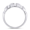 14k White Gold Mens Round Diamond Striped Matte Wedding Band Ring 1-1/2 Cttw