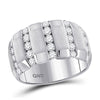 14k White Gold Mens Round Diamond Striped Matte Wedding Band Ring 1-1/2 Cttw