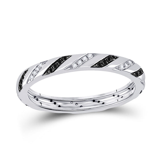 10k White Gold Womens Round Black Color Enhanced Diamond Eternity Ring 1/5 Cttw
