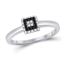  10k White Gold Womens Round Black Color Enhanced Diamond Cluster Ring 1/6 Cttw