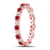 10k Rose Gold Womens Round Ruby Diamond Eternity Stackable Band Ring 1 Cttw