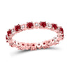 10k Rose Gold Womens Round Ruby Diamond Eternity Stackable Band Ring 1 Cttw