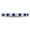 10k White Gold Womens Round Blue Sapphire Diamond Eternity Band Ring 1 Cttw