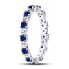 10k White Gold Womens Round Blue Sapphire Diamond Eternity Band Ring 1 Cttw