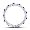 10k White Gold Womens Round Blue Sapphire Diamond Eternity Band Ring 1 Cttw