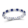10k White Gold Womens Round Blue Sapphire Diamond Eternity Band Ring 1 Cttw