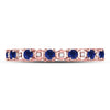 10k Rose Gold Womens Round Blue Sapphire Diamond Eternity Band Ring 1 Cttw