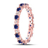 10k Rose Gold Womens Round Blue Sapphire Diamond Eternity Band Ring 1 Cttw