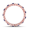 10k Rose Gold Womens Round Blue Sapphire Diamond Eternity Band Ring 1 Cttw