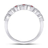 10k White Gold Womens Round Ruby Circle Stackable Band Ring 1/2 Cttw