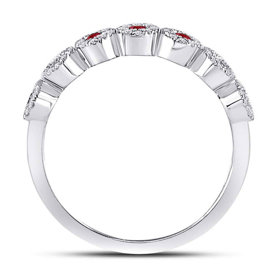 10k White Gold Womens Round Ruby Circle Stackable Band Ring 1/2 Cttw