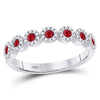 10k White Gold Womens Round Ruby Circle Stackable Band Ring 1/2 Cttw