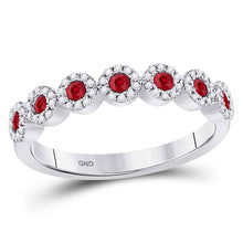  10k White Gold Womens Round Ruby Circle Stackable Band Ring 1/2 Cttw