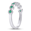 10k White Gold Womens Round Emerald Circle Stackable Band Ring 1/2 Cttw