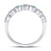 10k White Gold Womens Round Emerald Circle Stackable Band Ring 1/2 Cttw