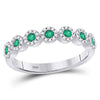 10k White Gold Womens Round Emerald Circle Stackable Band Ring 1/2 Cttw