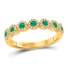  10k Yellow Gold Womens Round Emerald Diamond Stackable Band Ring 1/2 Cttw