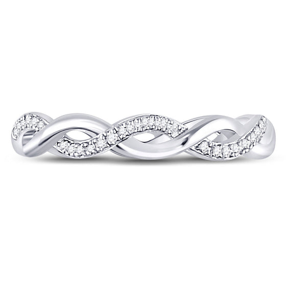 10k White Gold Womens Round Diamond Fashion Braid Band Ring 1/10 Cttw