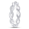 10k White Gold Womens Round Diamond Fashion Braid Band Ring 1/10 Cttw