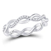 10k White Gold Womens Round Diamond Fashion Braid Band Ring 1/10 Cttw