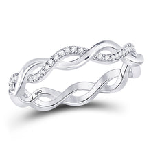  10k White Gold Womens Round Diamond Fashion Braid Band Ring 1/10 Cttw