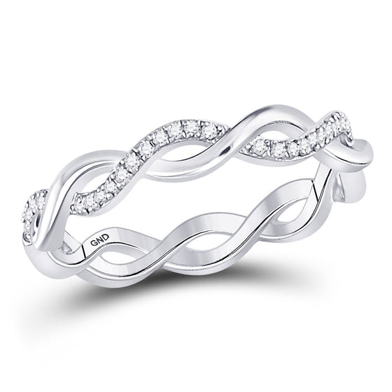 10k White Gold Womens Round Diamond Fashion Braid Band Ring 1/10 Cttw