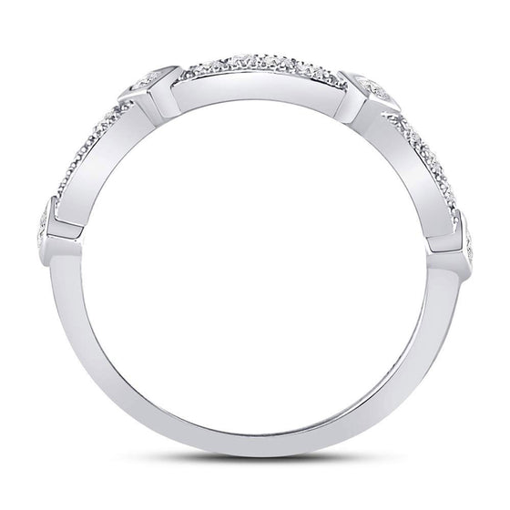 10k White Gold Womens Round Diamond Milgrain Pinched Band Ring 1/4 Cttw
