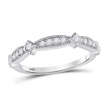  10k White Gold Womens Round Diamond Milgrain Pinched Band Ring 1/4 Cttw