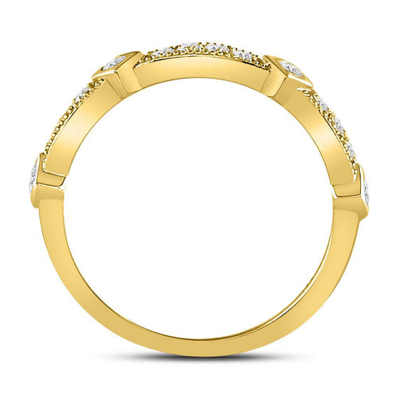 10k Yellow Gold Womens Round Diamond Milgrain Pinched Band Ring 1/4 Cttw